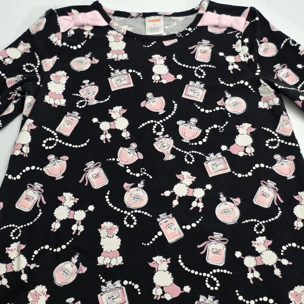 Gymboree Girls Paris Fashion Poodle Long Sleeve Cotton Dress Size 10 Tres Chic